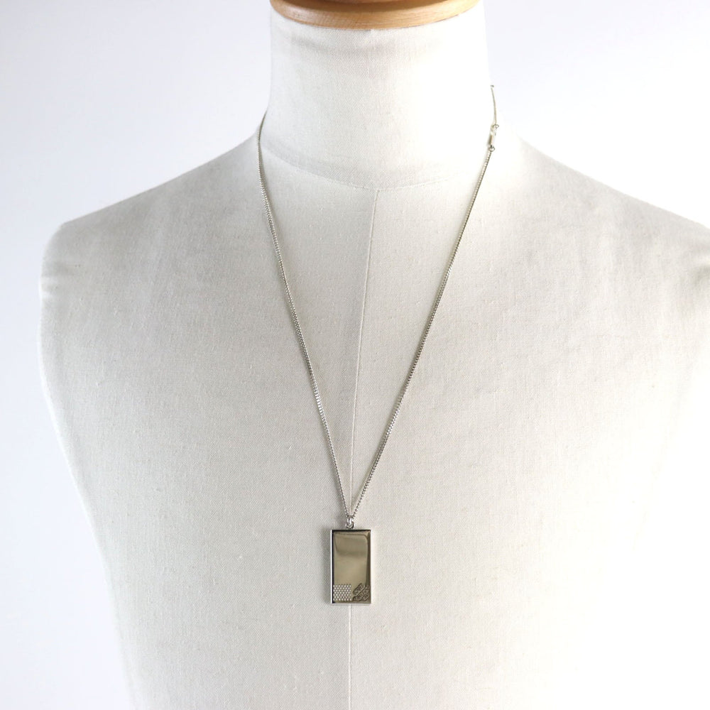 LOUIS VUITTON Necklace M61972 brass Silver corrier plaque mens Used Authentic