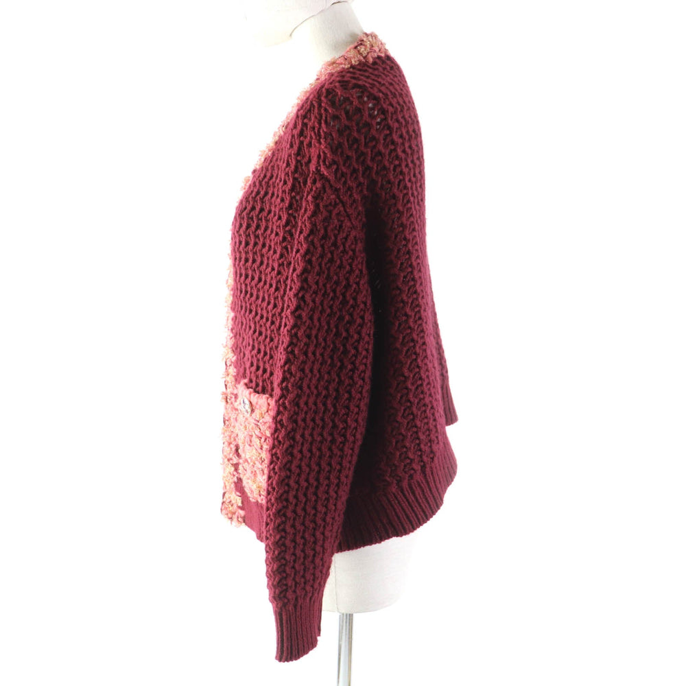 CHANEL cardigan P72932 Main: 100% cashmere, part: 43% wool, part: 25% cashmere, part: 10% polyamide (nylon), part: 6% silk, part: 13% lyocell, 3% polyester Bordeaux Women 34/36 Used Authentic