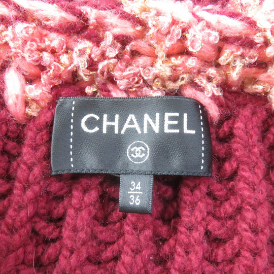 CHANEL cardigan P72932 Main: 100% cashmere, part: 43% wool, part: 25% cashmere, part: 10% polyamide (nylon), part: 6% silk, part: 13% lyocell, 3% polyester Bordeaux Women 34/36 Used Authentic
