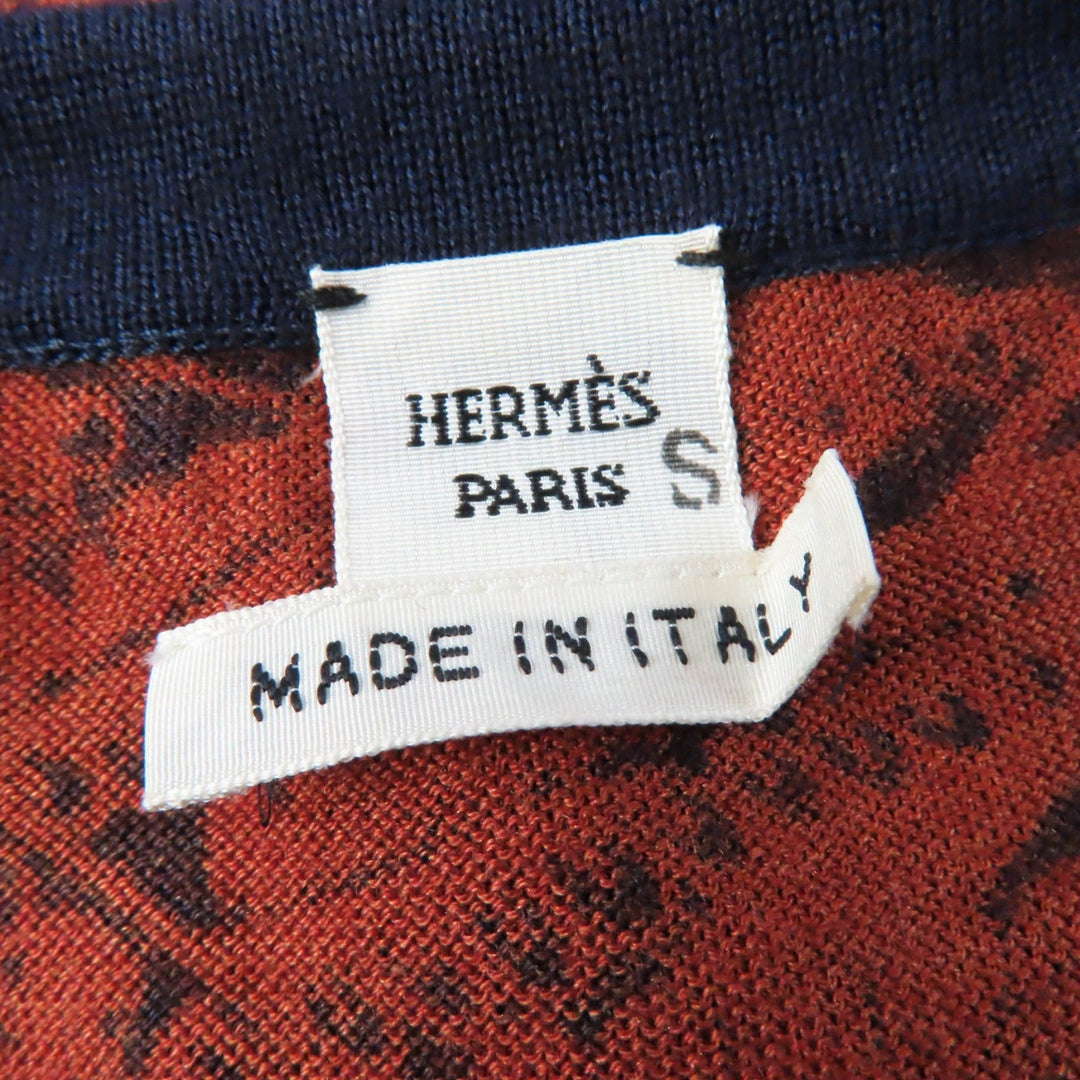 HERMES one piece Main: 50% cashmere, Main: 50% silk Brown navy FLAMINGO PARTY Flamingo Party Women 34 Used Authentic