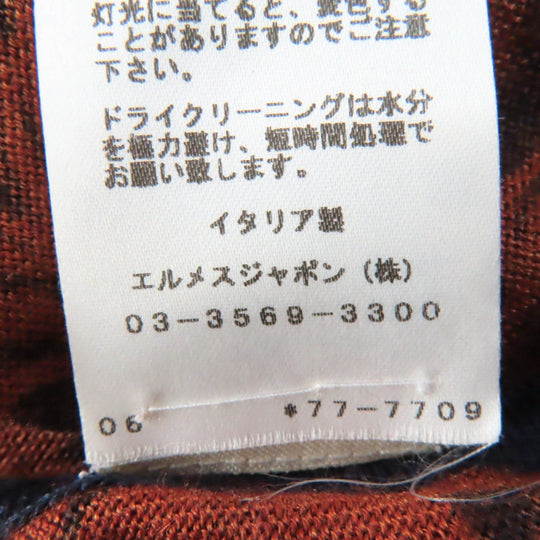 HERMES one piece Main: 50% cashmere, Main: 50% silk Brown navy FLAMINGO PARTY Flamingo Party Women 34 Used Authentic