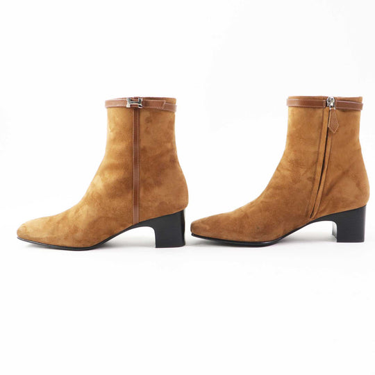 HERMES Ankle boots BL232082Z Main: suede, part: leather Brown Women 38 Used Authentic