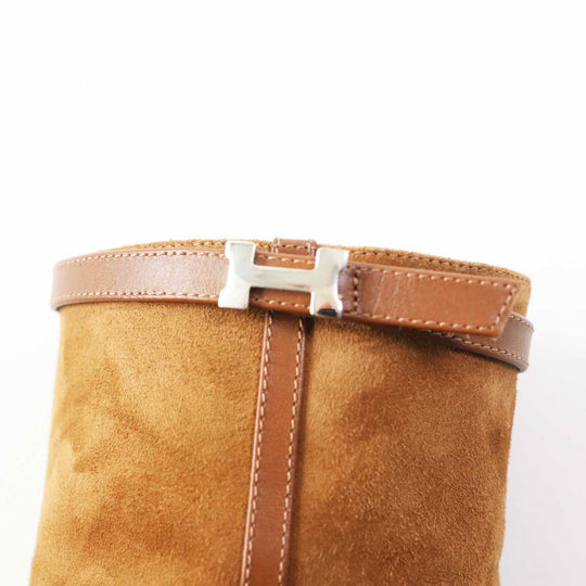HERMES Ankle boots BL232082Z Main: suede, part: leather Brown Women 38 Used Authentic