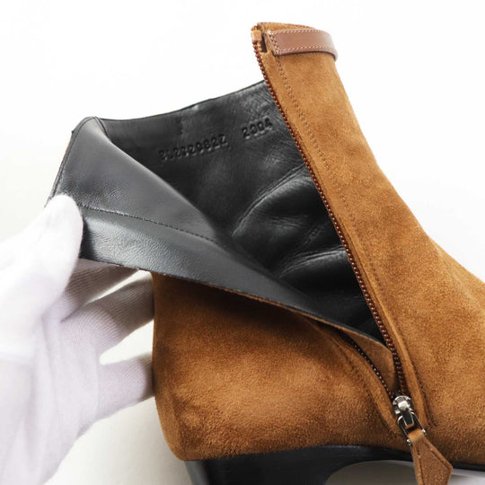 HERMES Ankle boots BL232082Z Main: suede, part: leather Brown Women 38 Used Authentic