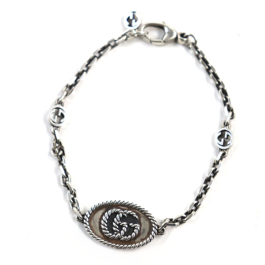 GUCCI bracelet 627749 Main�FAG925 Silver mens 18 Used Authentic