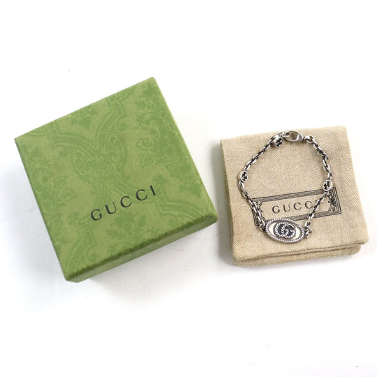 GUCCI bracelet 627749 Main�FAG925 Silver mens 18 Used Authentic