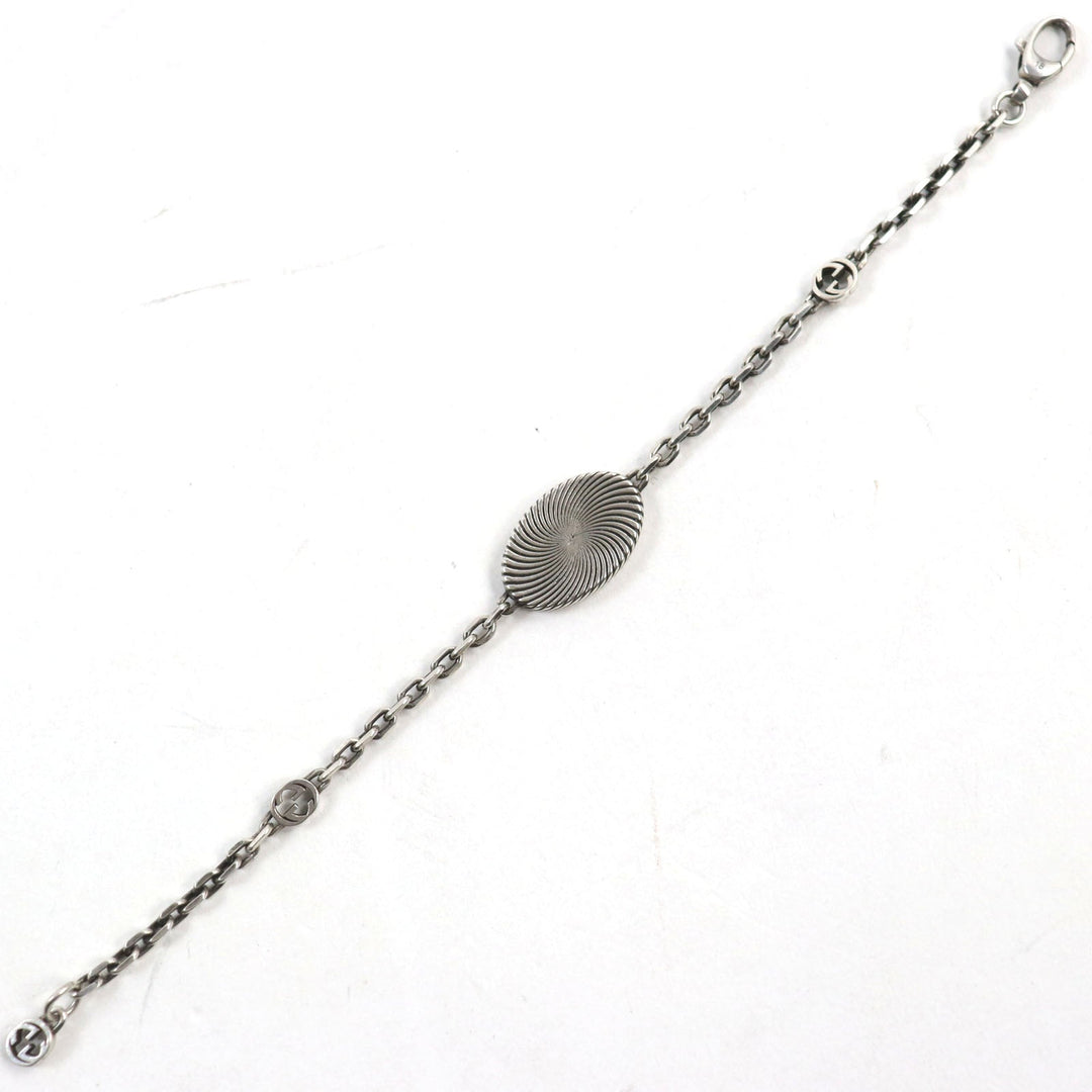 GUCCI bracelet 627749 Main�FAG925 Silver mens 18 Used Authentic
