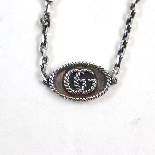 GUCCI bracelet 627749 Main�FAG925 Silver mens 18 Used Authentic