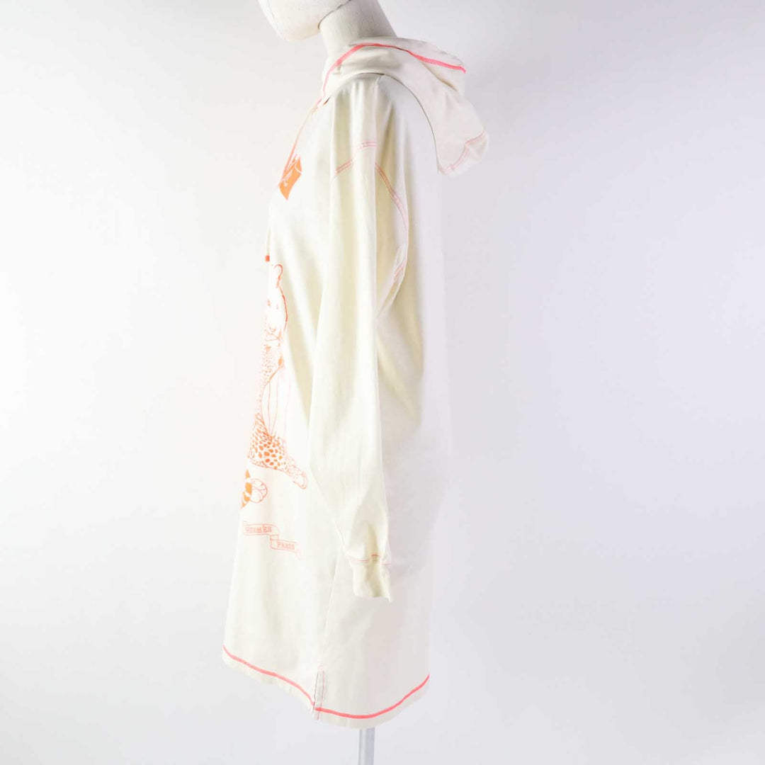 HERMES one piece 2H4507DH Lining: 100% cotton, excluding special coating / Cuffs Edge: 100% cotton Waist/Hem: 59% polyester, 41% acrylic Interior finish: 100% cotton Ivory Neon Orange JUNGLE LOVE Women 38 Used Authentic