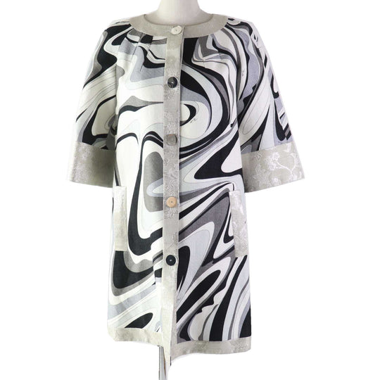 Emilio Pucci coat Outer: 65% linen, Outer: 35% cotton, Part: 55% acetate, Part: 31% silk, Part: 14% polyester, Lining: 55% acetate, 45% rayon Multi Women 38 Used Authentic