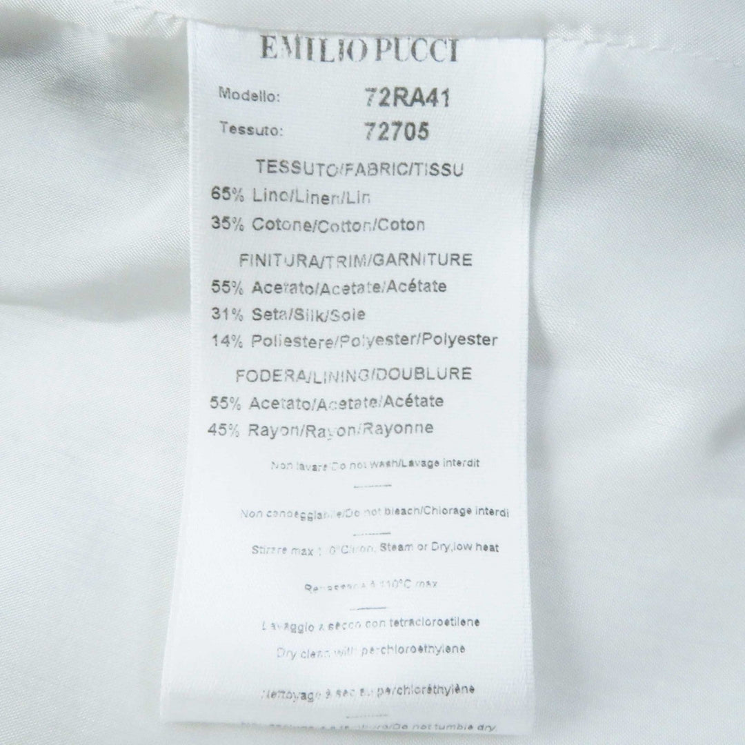 Emilio Pucci coat Outer: 65% linen, Outer: 35% cotton, Part: 55% acetate, Part: 31% silk, Part: 14% polyester, Lining: 55% acetate, 45% rayon Multi Women 38 Used Authentic