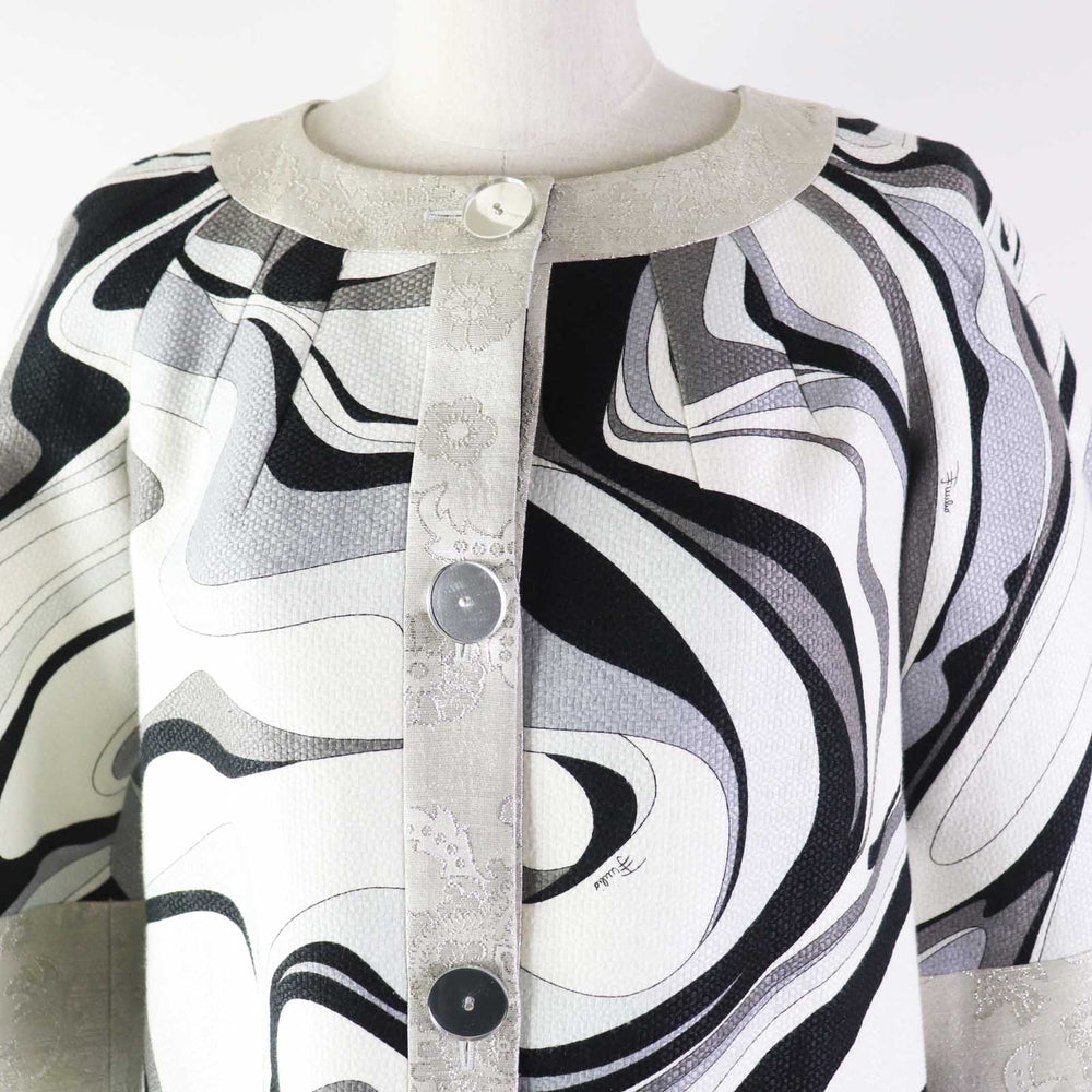 Emilio Pucci coat Outer: 65% linen, Outer: 35% cotton, Part: 55% acetate, Part: 31% silk, Part: 14% polyester, Lining: 55% acetate, 45% rayon Multi Women 38 Used Authentic