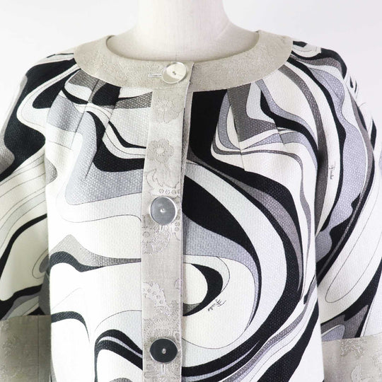 Emilio Pucci coat Outer: 65% linen, Outer: 35% cotton, Part: 55% acetate, Part: 31% silk, Part: 14% polyester, Lining: 55% acetate, 45% rayon Multi Women 38 Used Authentic