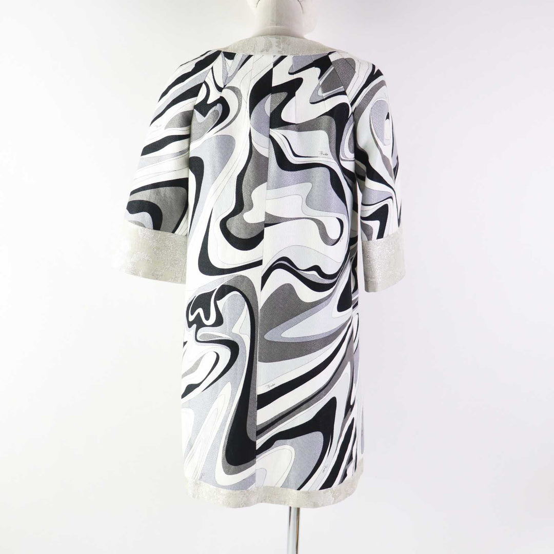 Emilio Pucci coat Outer: 65% linen, Outer: 35% cotton, Part: 55% acetate, Part: 31% silk, Part: 14% polyester, Lining: 55% acetate, 45% rayon Multi Women 38 Used Authentic