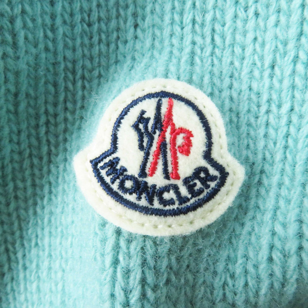 MONCLER Down jacket Outer material: 100% wool, front body: 100% nylon, other fabric: 100% nylon, filling: 90% down, 10% feather, other: 100% polyester Light green CARDIGAN TRICOT Women XS Used Authentic