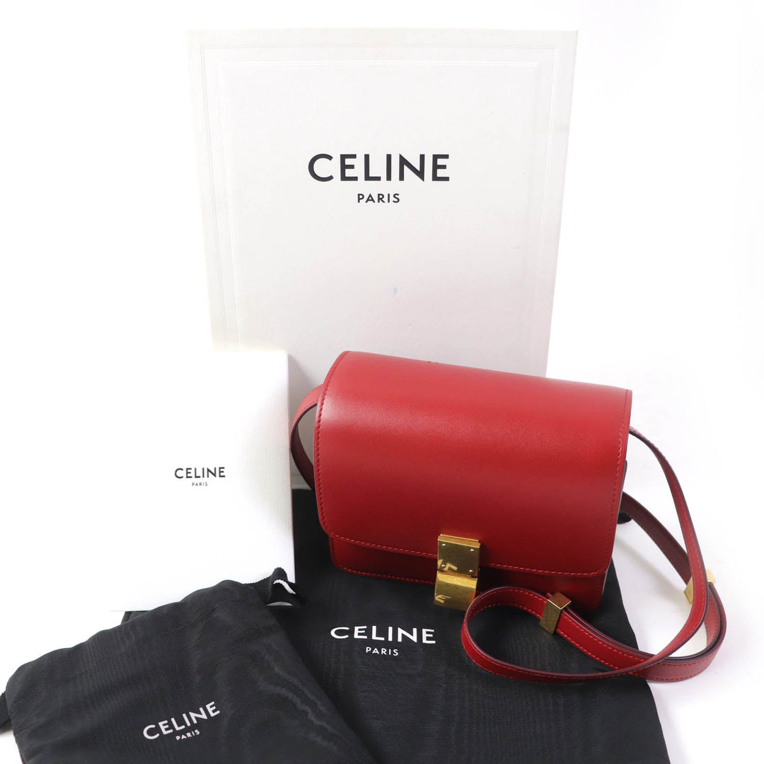 CELINE Shoulder Bag 189183DLS Main: Leather Red CLASSIC BOX Small Classic Box Small Women Used Authentic