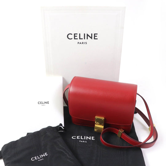 CELINE Shoulder Bag 189183DLS Main: Leather Red CLASSIC BOX Small Classic Box Small Women Used Authentic