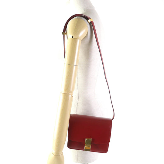 CELINE Shoulder Bag 189183DLS Main: Leather Red CLASSIC BOX Small Classic Box Small Women Used Authentic