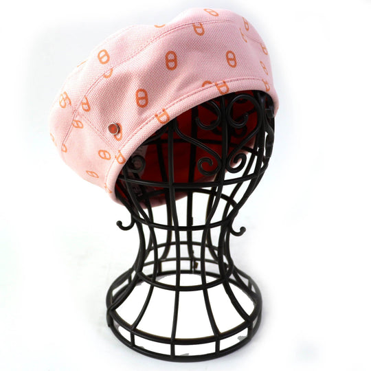 HERMES beret Outer: 98% cotton, Outer: 2% polyurethane, Lining: 54% cotton, Lining: 46% silk Pink orange Saint Honor Women 58 Used Authentic