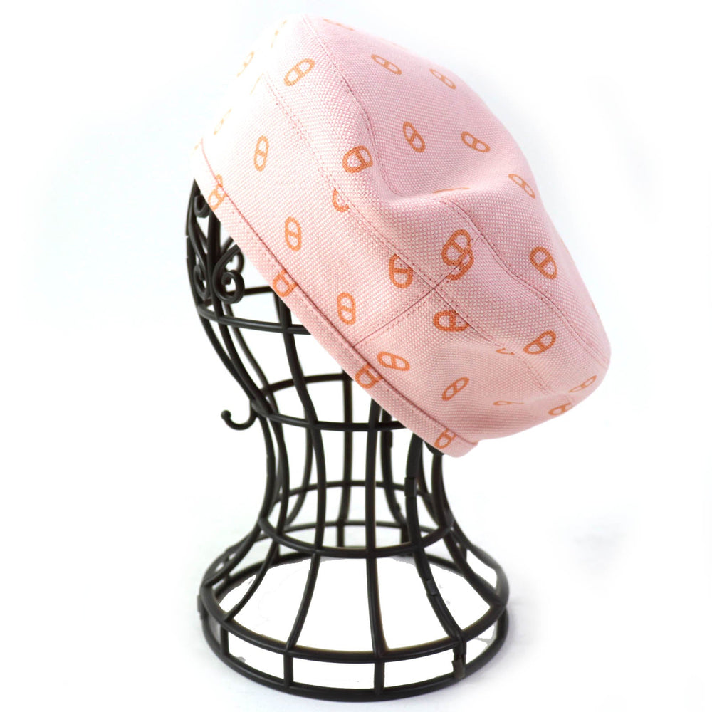 HERMES beret Outer: 98% cotton, Outer: 2% polyurethane, Lining: 54% cotton, Lining: 46% silk Pink orange Saint Honor Women 58 Used Authentic