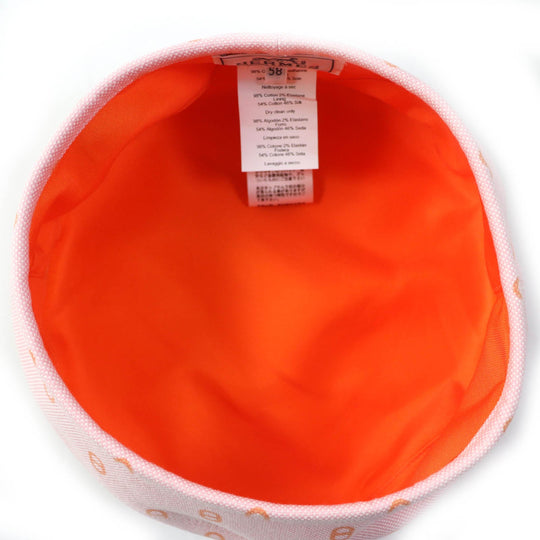 HERMES beret Outer: 98% cotton, Outer: 2% polyurethane, Lining: 54% cotton, Lining: 46% silk Pink orange Saint Honor Women 58 Used Authentic
