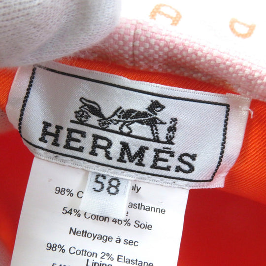 HERMES beret Outer: 98% cotton, Outer: 2% polyurethane, Lining: 54% cotton, Lining: 46% silk Pink orange Saint Honor Women 58 Used Authentic