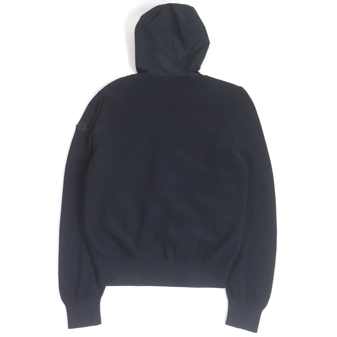MONCLER Hoodie Main: 100% cotton; Front: 100% nylon; Filling: 90% down, 10% feather; Leather: cowhide Navy CARDIGAN TRICOT mens L Used Authentic