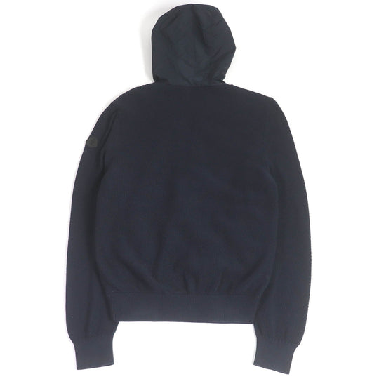 MONCLER Hoodie Main: 100% cotton; Front: 100% nylon; Filling: 90% down, 10% feather; Leather: cowhide Navy CARDIGAN TRICOT mens L Used Authentic