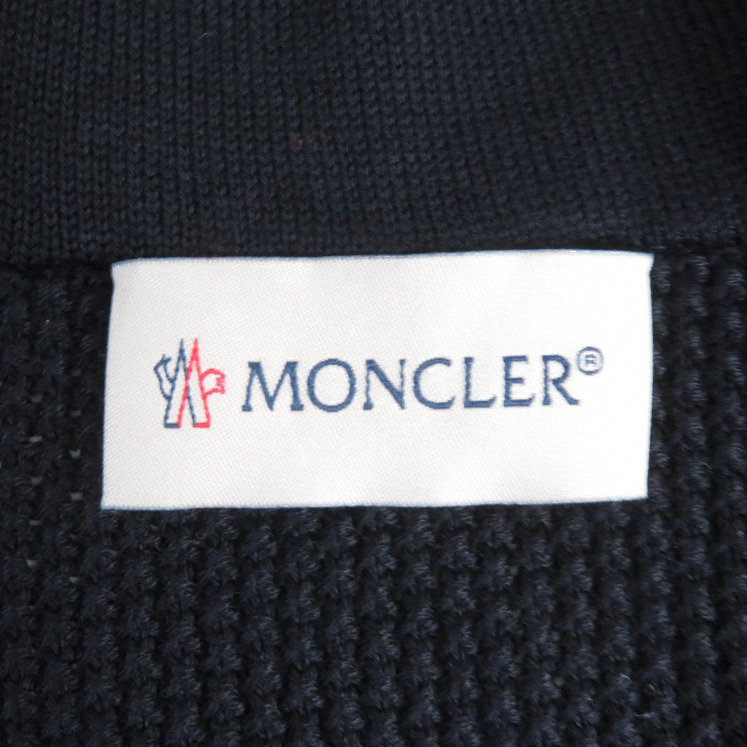 MONCLER Hoodie Main: 100% cotton; Front: 100% nylon; Filling: 90% down, 10% feather; Leather: cowhide Navy CARDIGAN TRICOT mens L Used Authentic