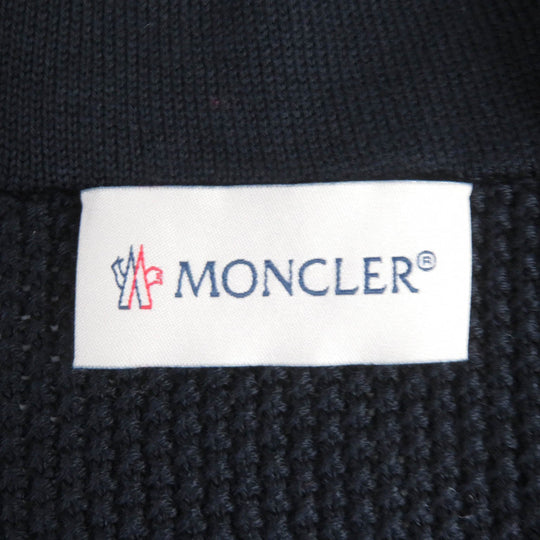 MONCLER Hoodie Main: 100% cotton; Front: 100% nylon; Filling: 90% down, 10% feather; Leather: cowhide Navy CARDIGAN TRICOT mens L Used Authentic