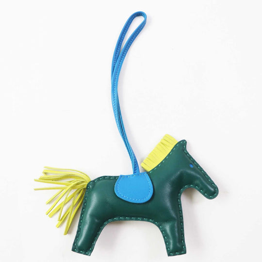 HERMES Bag charm Anyo Miro Malachite Lime Blue Sanzibar Rodeo Charm MM Women Used Authentic