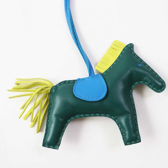 HERMES Bag charm Anyo Miro Malachite Lime Blue Sanzibar Rodeo Charm MM Women Used Authentic