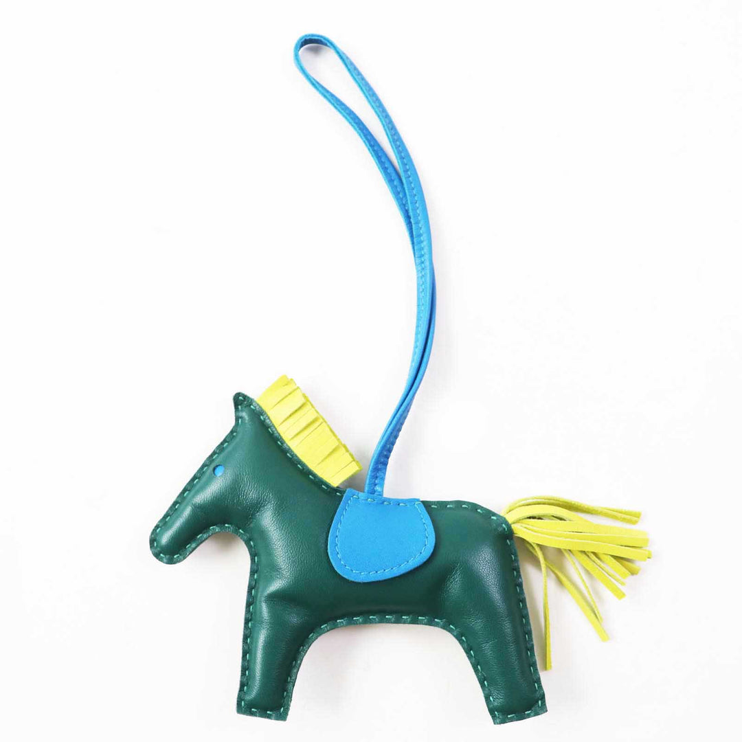 HERMES Bag charm Anyo Miro Malachite Lime Blue Sanzibar Rodeo Charm MM Women Used Authentic