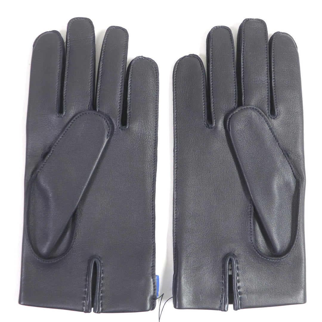 HERMES gloves Main: Lamb leather, Lining: 100% silk Dark navy mens 8 Used Authentic