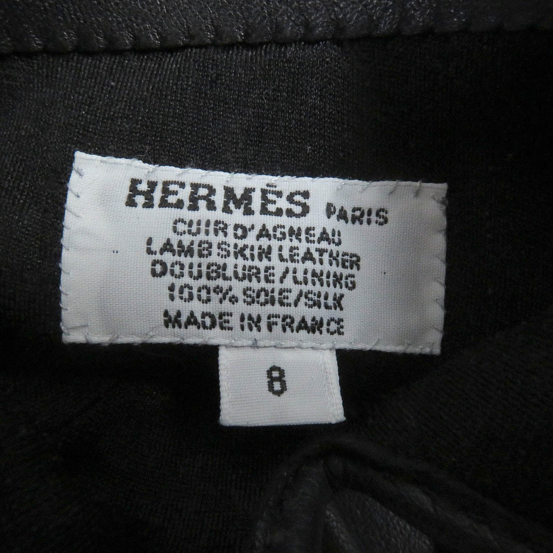 HERMES gloves Main: Lamb leather, Lining: 100% silk Dark navy mens 8 Used Authentic