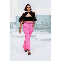 CHANEL Wide pants 21S P70662 Main: 100% cotton, some parts: 65% polyester, some parts: 35% cotton pink Women 36 Used Authentic