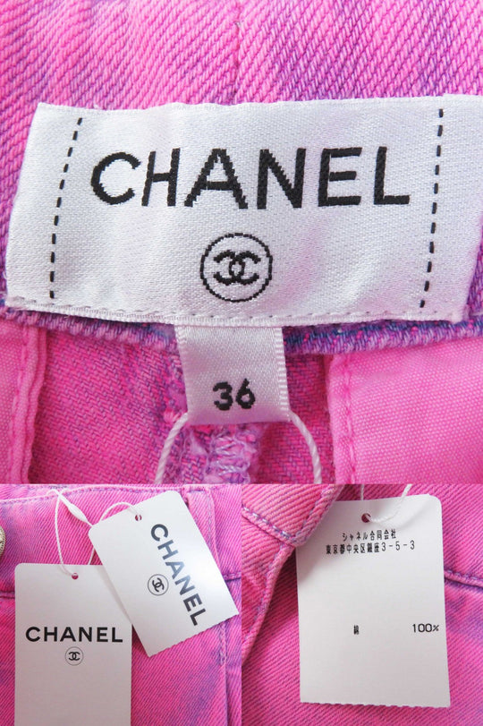 CHANEL Wide pants 21S P70662 Main: 100% cotton, some parts: 65% polyester, some parts: 35% cotton pink Women 36 Used Authentic