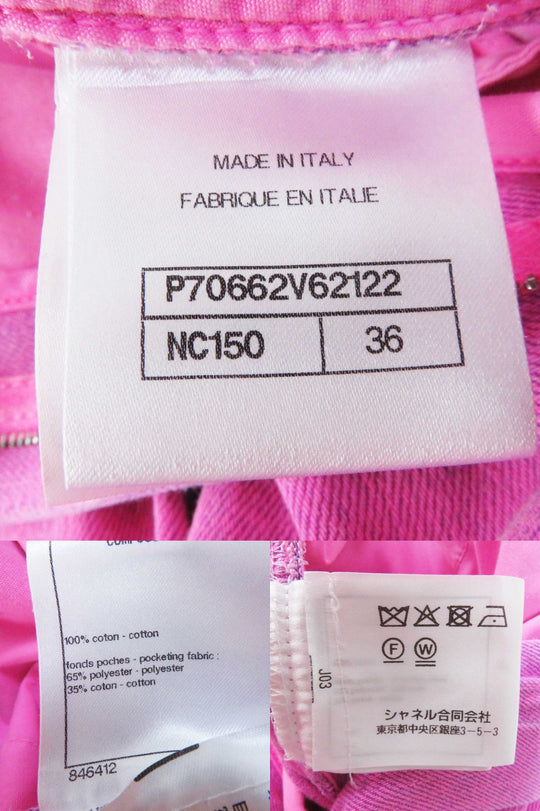 CHANEL Wide pants 21S P70662 Main: 100% cotton, some parts: 65% polyester, some parts: 35% cotton pink Women 36 Used Authentic