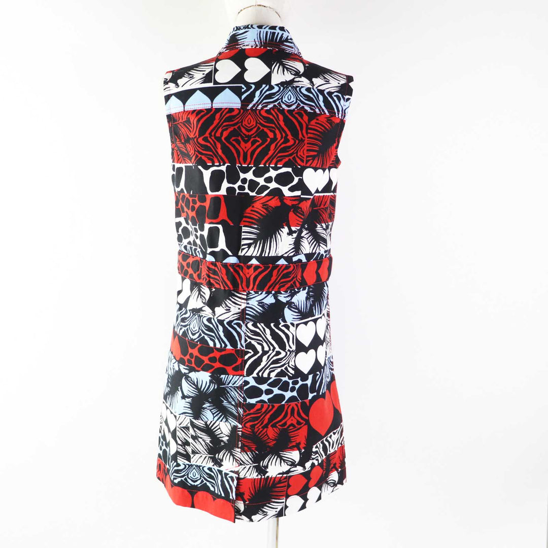 HERMES one piece 3E0551D1 Outer: 98% cotton, Outer: 2% polyurethane, Lining: 64% cotton, Lining: 33% rayon, Lining: 3% polyurethane, Leather part: cowhide Multi Wild Print Denim Women 36 Used Authentic