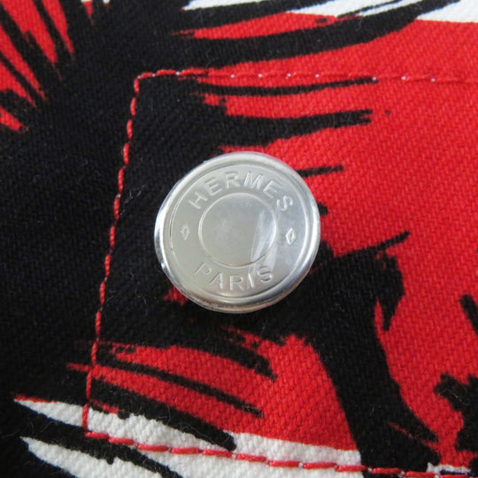 HERMES one piece 3E0551D1 Outer: 98% cotton, Outer: 2% polyurethane, Lining: 64% cotton, Lining: 33% rayon, Lining: 3% polyurethane, Leather part: cowhide Multi Wild Print Denim Women 36 Used Authentic