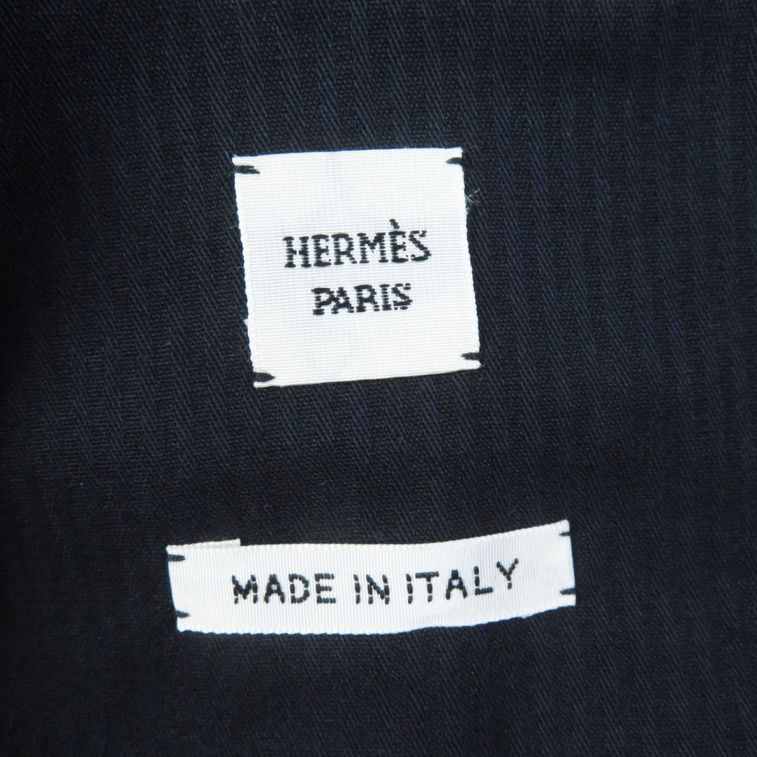 HERMES one piece 3E0551D1 Outer: 98% cotton, Outer: 2% polyurethane, Lining: 64% cotton, Lining: 33% rayon, Lining: 3% polyurethane, Leather part: cowhide Multi Wild Print Denim Women 36 Used Authentic