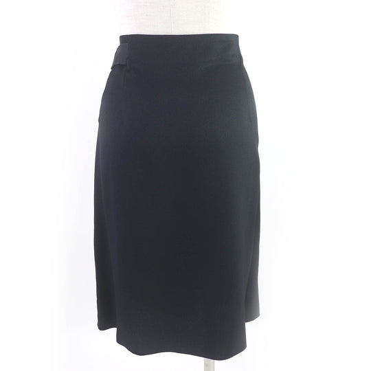 HERMES Wrap skirt Outer: 57% rayon, Outer: 43% silk, Lining: 65% rayon, Lining: 35% silk, Piping: 75% rayon, 25% silk Dark navy Women 40 Used Authentic