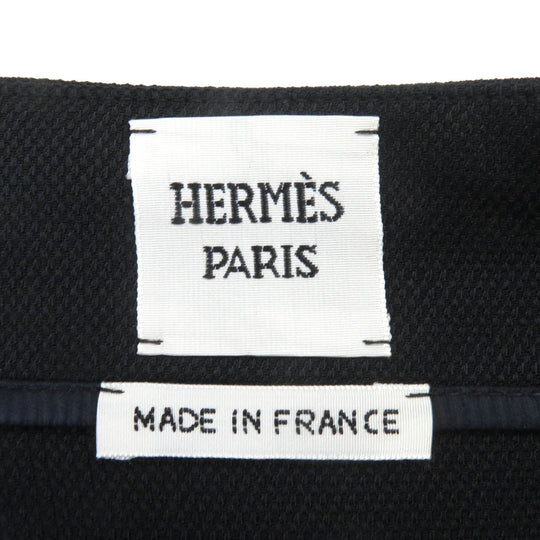 HERMES Wrap skirt Outer: 57% rayon, Outer: 43% silk, Lining: 65% rayon, Lining: 35% silk, Piping: 75% rayon, 25% silk Dark navy Women 40 Used Authentic