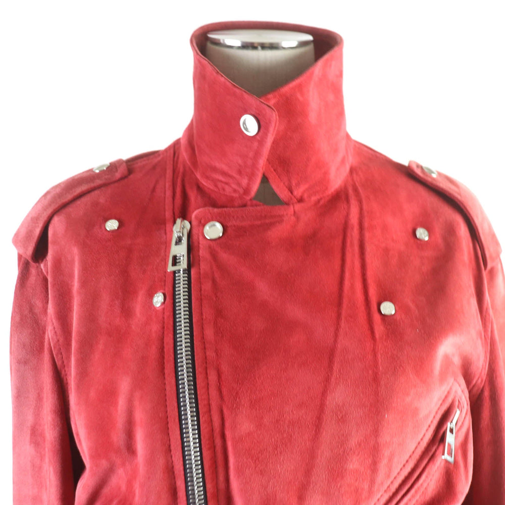 LOEWE Riders jacket D1268178CH Outer: Leather, Lining: 100% Cotton, Sleeve Lining: 53% Rayon, Sleeve Lining: 47% Cupra Red Women 36 Used Authentic