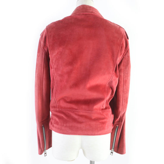 LOEWE Riders jacket D1268178CH Outer: Leather, Lining: 100% Cotton, Sleeve Lining: 53% Rayon, Sleeve Lining: 47% Cupra Red Women 36 Used Authentic