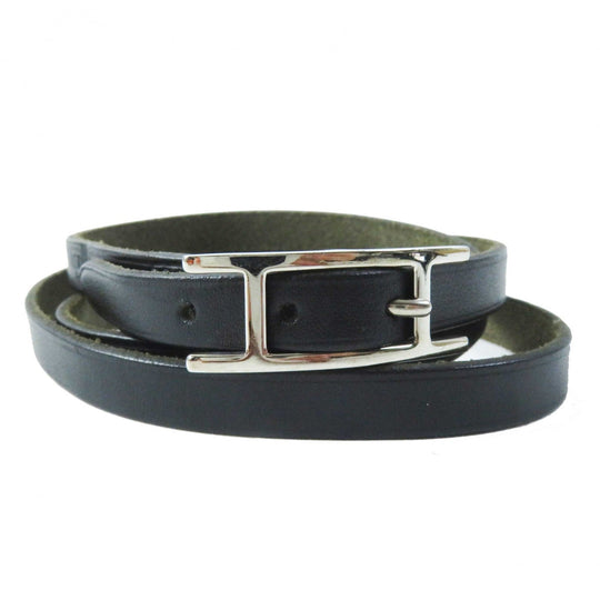 HERMES bracelet Main: Leather, Part: Metal black Beapi de Bourtour Women Used Authentic
