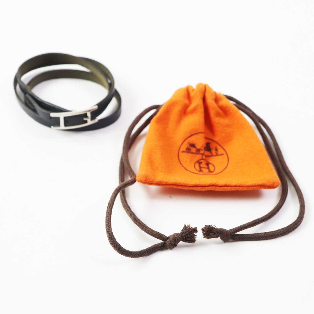 HERMES bracelet Main: Leather, Part: Metal black Beapi de Bourtour Women Used Authentic