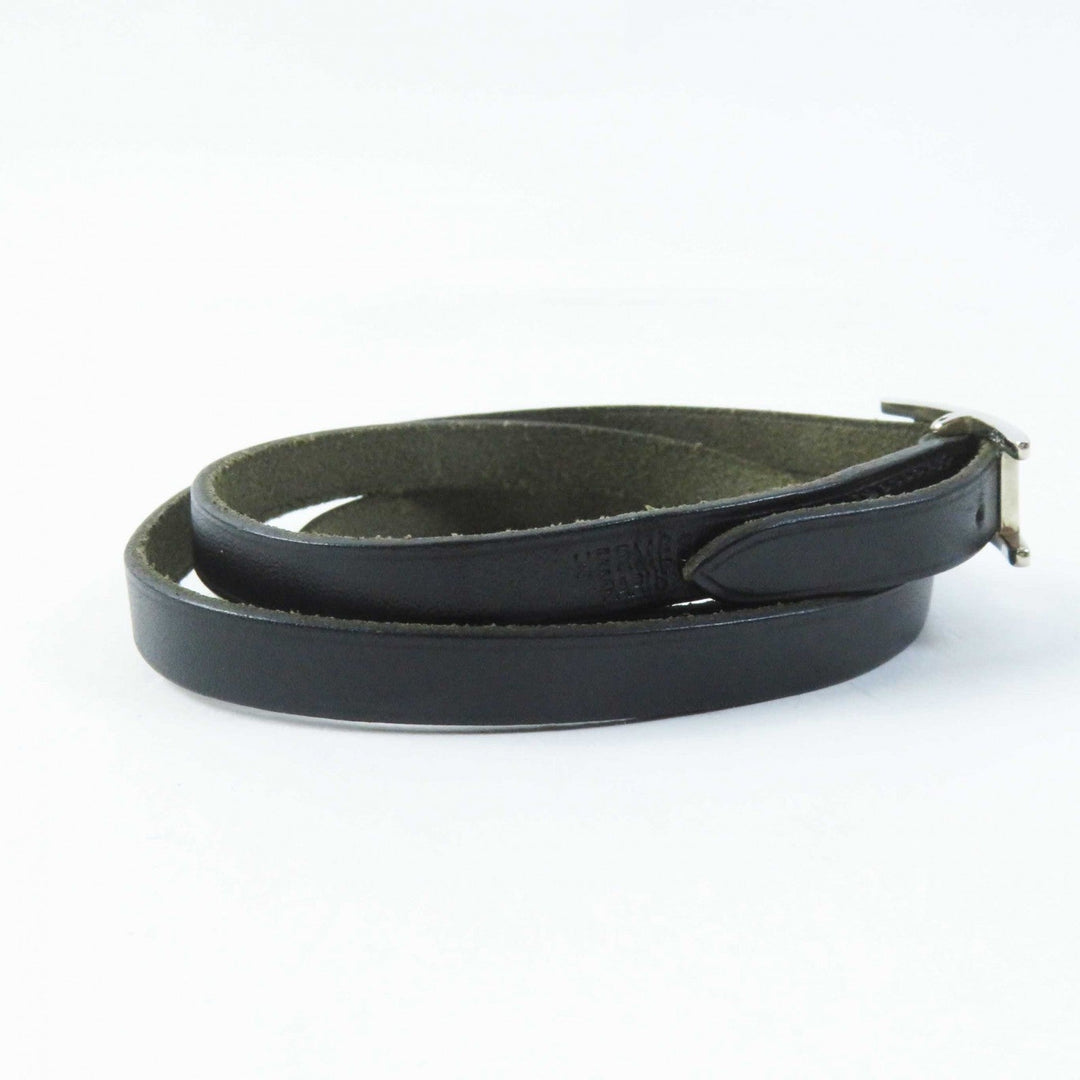 HERMES bracelet Main: Leather, Part: Metal black Beapi de Bourtour Women Used Authentic