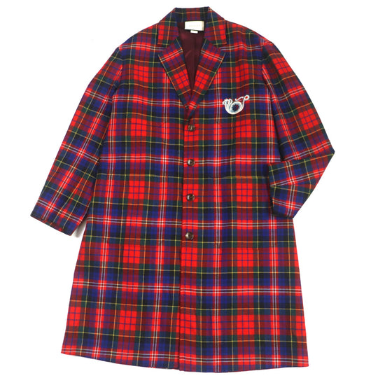 GUCCI Chester coat 474374 Outer: 100% wool, Lining: 63% cupra, Lining: 37% silk, Embroidery 1: 100% cotton, Embroidery 2: 100% polyester Red mens 46 Used Authentic
