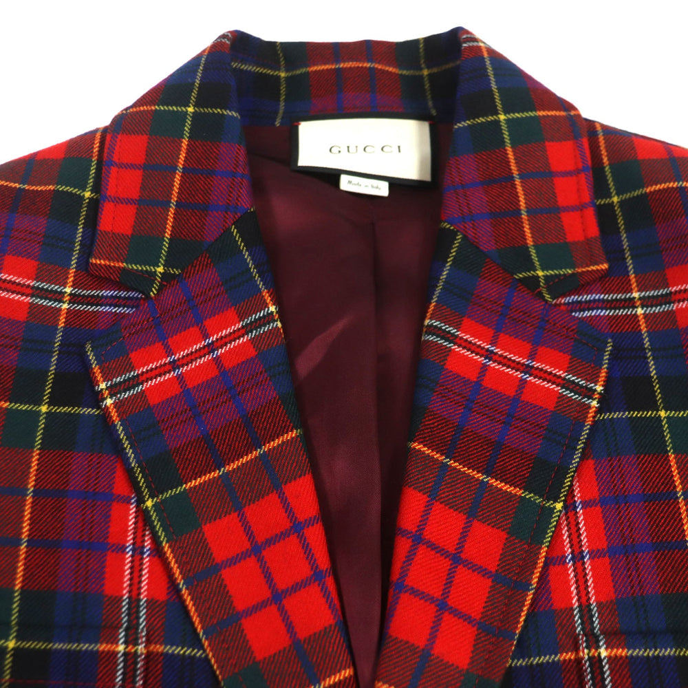 GUCCI Chester coat 474374 Outer: 100% wool, Lining: 63% cupra, Lining: 37% silk, Embroidery 1: 100% cotton, Embroidery 2: 100% polyester Red mens 46 Used Authentic